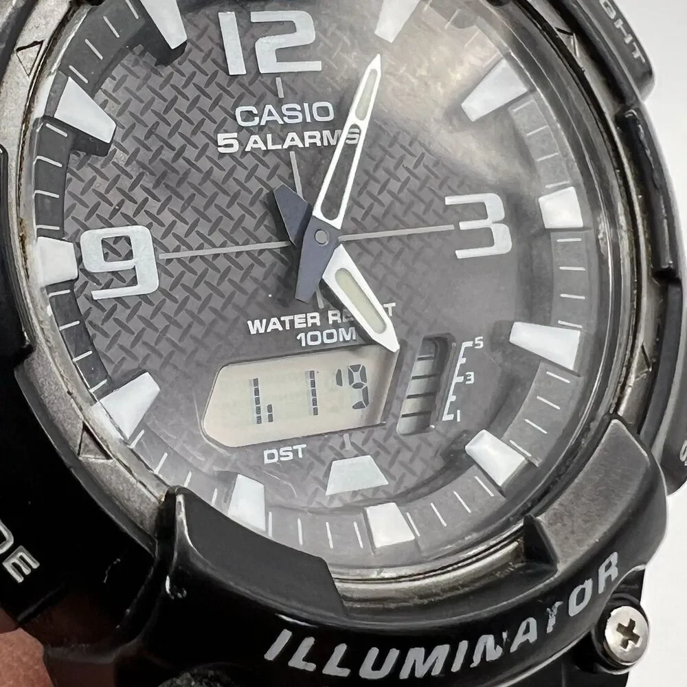 Casio AQ-S810W Tough Solar 5208 Ana-Digi 100M Illuminator 48mm NEW BATTERY Read